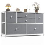 EnHomee Chest of Drawers Bedroom with 6 Large Capacity Drawers, Fabric Drawers Storage Unit Wide Dresser Drawers for Bedroom Storage, Closet, Living Room with Wood Top and Sturdy Metal Frame, Grey