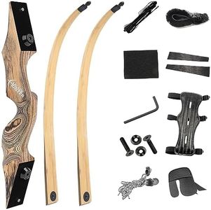Archery 60" Black Hunter Wooden Recurve Bow - Right Handed, 20-60lbs for American Hunting & Shooting Practice (40 Lbs, Burlywood)