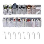 TRBSXRT 2 PCS Shoe Rack Organizer - 16 Extra Non-woven mesh Large Pocket Wall Mounted Entryway Shoes Rack,Bed Hanging Pocket Organizer, Bedside Caddy for Shoes,RV & Camper Essentials (GREY)