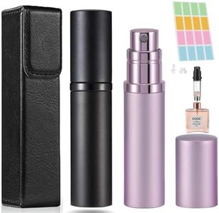 5ml Portable Mini Refillable Empty Perfume Atomizer Spray Bottle Easy to Fill Scent Aftershave Pump Case for Travel Outgoing Purse Multicolor,No Need Funnel (Pink & Black)
