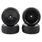 Pxyelec 4PCS 1:10 On Road RC Tires 12mm Hub Wheel Rims Concentric Hard Dish for Touring Racing Cars, Black