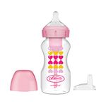 Dr. Brown’s Natural Flow Options+ Sippy Bottle Starter Kit, Wide-Neck, 9 oz/270 ml - Pink Hearts