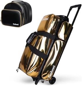 4 Ball Bowling Bags with Wheels,3 Ball Bowling Bag + 1 Ball Tote,Separate Shoe Compartment for Shoes (Up To US Men Size 16)-Retractable Handle Extends to 39"