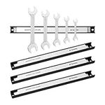 Navaris Set of 4 Magnetic Tool Holder Rack - 12 Inch Heavy Duty Garage Wall Holder Strip for Tools - Tool Bar with Magnet for Screwdriver, Wrench