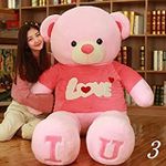 HUG 'n' FEEL SOFT TOYS Hug n Feel Long Soft Lovable hugable Cute Giant Life Size Teddy Bear 100cm (I Love You Teddy, White) (100cm)