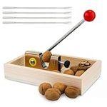 Heavy Duty Nut Cracker, Walnut Cracker Tool with Wooden Base & Forks Adjustable Nut Tongs Pecan Cracker Tool Manual Nutcracker for Walnuts Almonds Pecans Hazelnuts Macadamia Nut