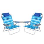 SunnyFeel Oversized Folding Beach Chair - 5 Position Recline to Lay Flat, Portable Backpack Style, 28" Extra Wide Seat with Cup Holder, Aluminum Frame for Beach Lounging & Outdoor Relaxation