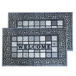 ANDSTAR Door Mat Welcome Mat 18x 30 Inch Entryway Door Mat Heavy Duty Non Slip Rubber Back Low Profile Doormat Entry Rugs Indoor Outdoor Entry Decoration for Home, Garage, Patio（2 Pcs）