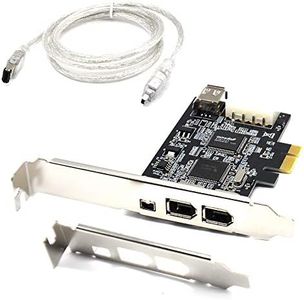 Padarsey PCIe Firewire Card for Windows 10, IEEE 1394 PCI Express Controller 4 Ports(3 x 6 Pin and 1 x 4 Pin), 1394a Firewire 800 Adapter for Windows 7/8/Mac OS with Low Profile Bracket and Cable