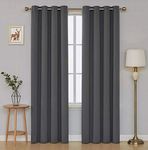 VENOM Silk Solid Grommet Blackout Door Curtain Pack of 2 Piece with 3 Layers Weaving Technology Thermal Insulated, Width 4 X 7 Feet Length, Grey