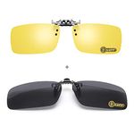 LUFF 2-Pair Polarized/Night Vision Clip on Sunglasses/Myopia Glasses for Driving (Filp up style)