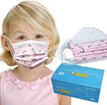 Kids Disposable Face Mask Girls - Flyaudio 50Pcs 3 ply Face Mask for Children with Earloops, Breathable Comfortable, Soft on Skin, Perfect Size Mask for Boys & Girls, Pink Panda