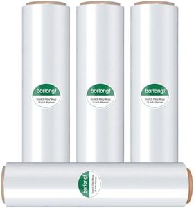 Stretch Wrap Roll 18" x 1,500ft, 80 Gauge – Clear Plastic Wrap for Moving, Packing, Pallet & Furniture – Heavy Duty Shrink Wrap Alternative, Industrial Strength Stretch Film (4 Rolls/Case)