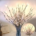 DK177 2 Pack Led Branch Light Battery Operated Lighted Branch Vase Filler Willow Tree Artificial Little Twig Power Brown 30 Inch 20 LED for Home Outdoor Indoor Romantic Decoration, White Light