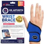 Doctor Developed Premium Wrist Support/Wrist Strap/Wrist Brace/Hand Support [Single] & DOCTOR WRITTEN HANDBOOK- RELIEF for Wrist Injuries, Arthritis, Sprains & More (Blue)