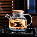 VILON Premium Glass Water Jug 1 LTR, Transparent, Hot Cold Water Pitcher With Lid, Water Jug, Iced Tea, Milk And Juice Beverage Carafe, Lemon Jug (Borosilicate JUG 1 Liter)