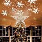 Artmag Christmas Tree Topper with 3D Glitter Adjustable Rotating White Snowflake Projector Lights,Lighted Star Christmas Tree Topper for Christmas Tree Decorations (Gold)