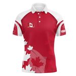 Generic Canadian Red Maple Leaf Mens Golf Polo Shirts Custom Patriotic Golf Shirts for Men Golf Gifts Short Sleeve Multi-Size