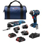 BOSCH GXL18V-270B22 18V 2-Tool Combo Kit with Chameleon Drill/Driver Featuring 5-in-1 Flexiclick® System and StarlockPlus® Oscillating Multi-Tool