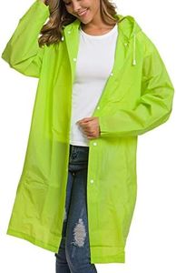 Besshopie Clear EVA Raincoat Women Waterproof Rain Ponchos Long Packable Lightweight Hooded Raincoat Travel Fishing Hiking Daily Use Green M