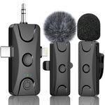 Wireless Lavalier Microphone for iPhone Android: Mini Lapel Mic with Intelligent Noise Cancelling, 48kHz/16bit, 100ft Range, for Camera, PC, Laptop, Video Recording, Streaming, Interview, Vlogs