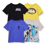 Amazon Essentials DC Toddler Boys' Short-Sleeve T-Shirts, Pack of 4, Batman Logo, 3T