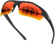 Duduma Polarized Sports Sunglasses for for Men Women Fishing Cycling Running Golf Driving Glasses Tr62 Superlight Frame (Black matte/red mirror)