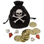 Amscan 840852-55 Pirate Treasure Coin Pouch Kit Fancy Dress Doubloons and Gems Prop (11cm x 13.5cm)