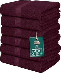 Utopia Towels [6 Pack Bath Towel Set, 100% Ring Spun Cotton (24 x 48 Inches) Medium Lightweight and Highly Absorbent Quick Drying Towels, Premium Towels for Hotel, Spa and Bathroom (Burgundy) UT0573