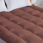 AJISH Queen Size Mattress Pad, Pillow Top Mattress Cover, Luxury Hotel Quilted Mattress Protector, Elastic Band Upto 10" Cooling Mattress Topper, Queen, Brown, 60X72Inch | 5X6Feet, 1200 GSM