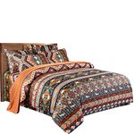 Loussiesd Bohemian Duvet Cover Set Ethnic Vintage Boho Exotic Bedding Set Double Size Retro Printed Bedspread Microfiber Bedding Cover Set Chic Comforter Cover with 2 Pillow Shams Colorful Zipper