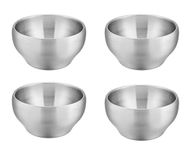 Bowls for Kids Toddlers E-far Double-Deck SUS304 Stainless Steel Bowls for Baby Children Healthy & Matte Finish Insulated & Shatterproof - Set of 4