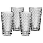 WMF Tumbler Glasses Set of 4 Tumblers with Honeycomb Structure Cocktail Long Drink Glass Heat Resistant Dishwasher Safe, Glass, Transparent, 16.5 x 16.5 x 15 cm