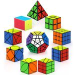 ROXENDA Speed Cube Set, 2X2 3X3 2X3 Skewb Axis Windmill Fisher Dodecahedron Pyramid Ivy Speed Cubes Smooth Fast Cube Puzzles Collection, 10 Pack