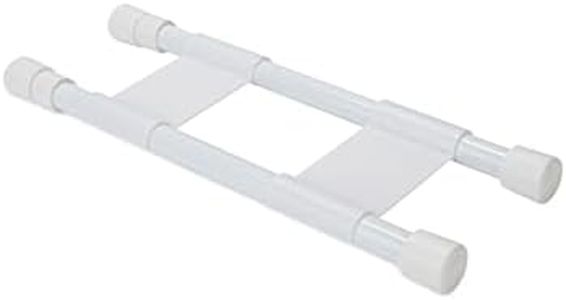 Camco RV Cupboard Double Bar | Adjustable Spring-Loaded Tension Bars Compress and Extend in Size from 10 to 17-inches | White (44093)