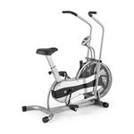 CAPITAL SPORTS Stormstrike 2k Crosstrainer Full Body High Intensity, Exercise Bike, Air Bike, Fan Bike, Assault Airbike, Dual Training, height Adjustable, Ergometer upto 120 kg, Silver
