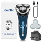 SweetLF Electric Razor for Men, 120 Min Shaving, Fast UK Adapter (1H Charging),100% Waterproof, Wet & Dry Rotary Shavers for Men with Pop-up Trimmer, LED Display