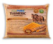 FoodPURA 5KG Turmeric Powder for Horses & Ponies – Pure Natural Equine Feed Supplement – Min. 6% Curcumin – Supports Joints, Skin & Digestion – Human Food Grade Indian Turmeric