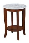 Convenience Concepts 7106259WMES American Heritage Round End Table, White Faux Marble/Espresso