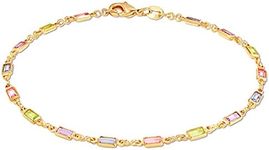 Barzel 18K Gold Plated Baguette Multi Color Crystal Anklet For Women (BR199-10)