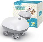 Feiorn Handheld Pet Massager for Dogs and Cats - Electric Cat Massager Dog Massager with 4 Massage Heads - Dog Cat Head and Back Scratcher for Relieving Tight Muscles, Stress and Stiffness