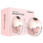 Roboson Wearable Electrical Breast Pump for Feeding Mothers, Portable & Rechargeable Automatic Milk Pump with 4 Modes & 12 Levels, 1200mAh Battery, Portable & Cordless with Type C Charging, FDA Approved, Patented Diaphragm Case Technology, Automatic Milk Level Detection, Voice Broadcast, Smart LED Display, 160ml BPA-Free Milk Cup, Ultra Quiet & Compact (1 Year Warranty) (BP-222)