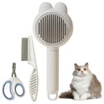 Cat Brush Cat Grooming Kit, Cat Brush for Indoor Cats, Cat Nail Clipper and Metal Cat Comb Included, Remove Loose Fur and Mats, For Long and Short Haired Cats and Dogs-3Pack