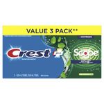 Crest Complete Whitening Toothpaste Plus Scope Outlast, Long Lasting Mint Flavor, 360 mL (Pack of 3)