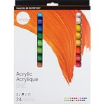 Daler-Rowney Simply Acrylic Paint Set, 24 Assorted Colours, Ideal for Entry-Level Artists & Hobbyists