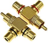 PRO 2 x RCA Y Shape Splitter 1 Male Plug to 2 Female SOCKETS AV Adapter Gold