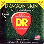 DR Strings DSA-2/11 DRAGON SKIN™ CLEAR Coated Acoustic Guitar Strings: Custom Light 1150 (2Pack)