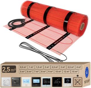 Warmcoin™ Heating Mat - Electric Underfloor Heating, Self-Adhesive, Various Sizes, 160 W/m² with Thermostat (Without Thermostat, 2.5 m²)