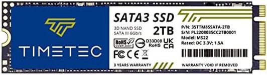 Timetec 2TB SSD 3D NAND QLC SATA III 6Gb/s M.2 2280 NGFF Read Speed Up to 550MB/s SLC Cache Performance Boost Internal Solid State Drive for PC Computer Laptop and Desktop (2TB)