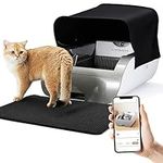 Vealind Self Cleaning Cat Litter Tray with Wifi APP Control, Automatic Cat Litter Box with Built In Deodorizer and Rechargeable Battery for Multiple Cats (Grey)